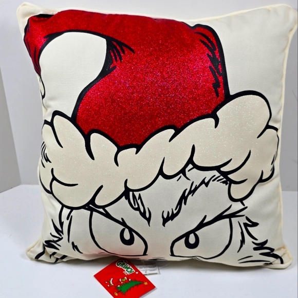Dr. Seuss Other - The grinch Dr Seuss who's merry Red Green White 16x16 decorative pillow new